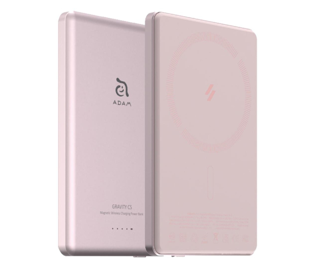 Adam Elements Gravity C5 Magnetic Wireless (Ultra Slim) 5000mAh różowy - 1238457 - zdjęcie